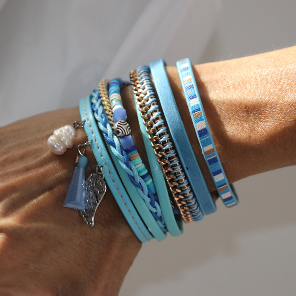 SUMMER 2024 Bracelet LOLILOTA blue with charms French Designer - Picture 1 of 3